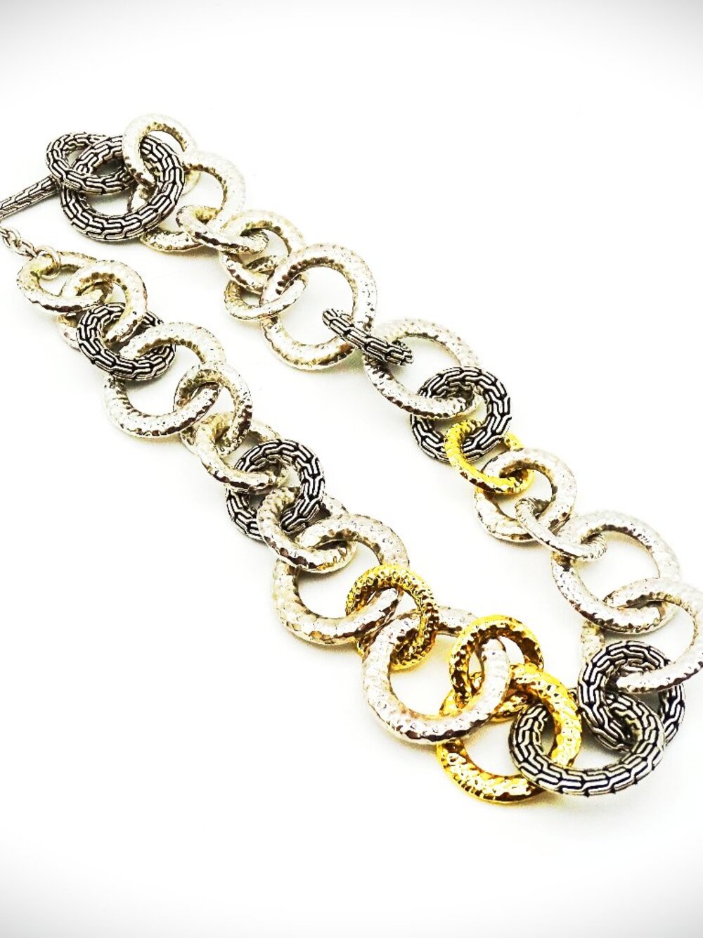 JOHN HARDY Havy Chain Collection Sterling Silver Two Tone Chain Link Necklace